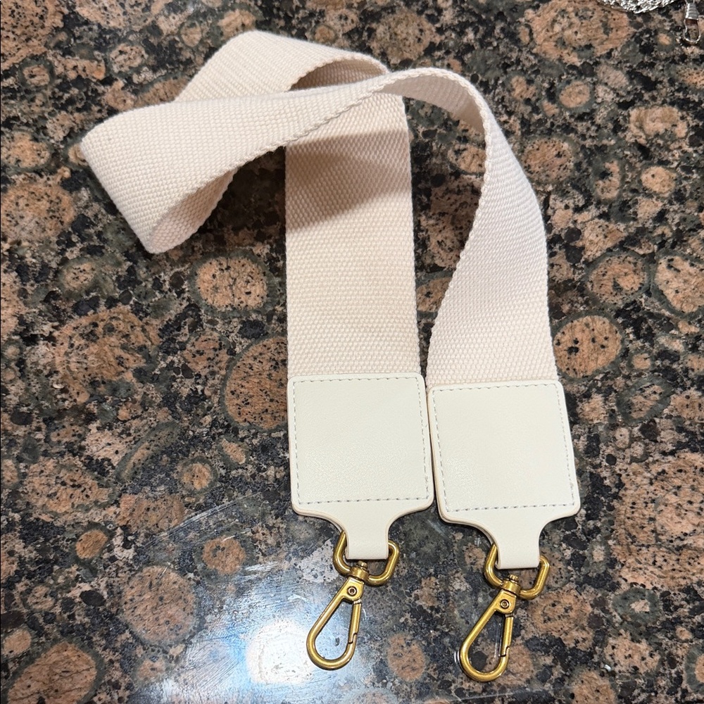 Cream Canvas Bag shoulder Strap with Gold Hardware